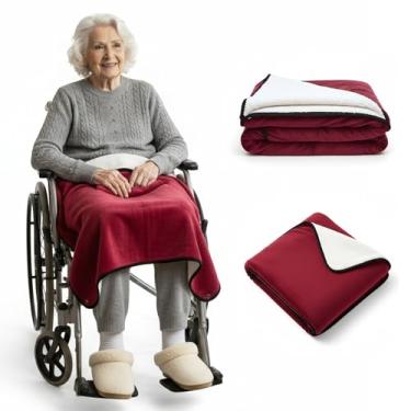 Imagem de IHEALTHCOMFORT Cobertor de colo para cadeira de rodas para idosos, 109 cm x 71 cm, forro de lã de ovelha, capa de colo e joelho macio, leve e quente com botões de pressão, conforto aconchegante para