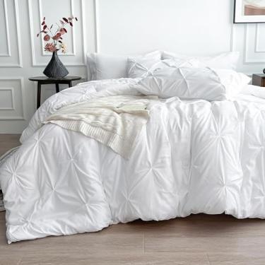 Imagem de Maple&Stone Jogo de cama king size, conjunto de cama king size com edredom, lençóis, fronhas e fronhas - branco