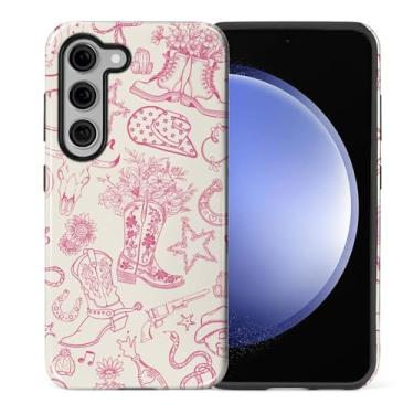 Imagem de Flivro Capa para Samsung Galaxy S23 Plus, capa rígida 2 em 1 PC e amortecedor interno de silicone, antiarranhões, à prova de choque, design fino, bonito, rosa, cowgirl