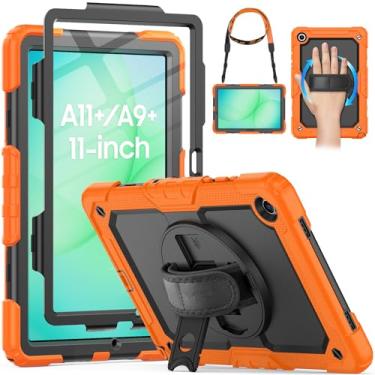 Imagem de HXCASEAC Capa para Samsung Galaxy Tab A11+ Plus 28 cm, protetora com protetor de tela/alça de mão/suporte de caneta, resistente à prova de choque para tablet Samsung A11 Plus - laranja