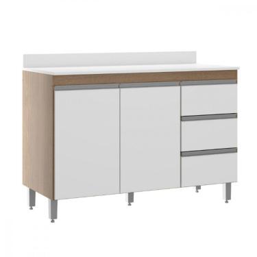 Imagem de Balcão De Cozinha Tampo Sabrina 120x52cm Mdp Menu Móveis Branco