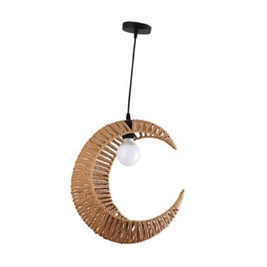Imagem de Baoblaze Luminária pendente trançada com cordão ajustável, feita à mão, rústica e minimalista, luminária pendente LED para café, bar, quarto,