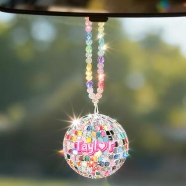 Imagem de Enfeites de pendurar bola de discoteca rosa, pingente de carro, acessórios decorativos de carro para meninas e mulheres