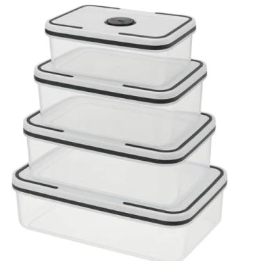 Imagem de Conjunto 4 Potes Herméticos Quadrado de Plástico Com Tampa