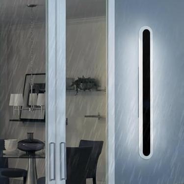 Imagem de Luzes de parede LED Externas IP65 à prova d'água Arandela de Alumínio Moderna Oval Luz Externa Longa Iluminação de Parede Interior/Exterior para Corredor Terraço Escada Proch (Luz Branca Preta, 120 cm
