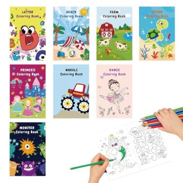 Imagem de Livro de desenho para colorir com 8 peças – oceano/princesa/fazenda, etc. Temas, livros de desenho de esboço para atividades artísticas, suprimentos de festa (apenas livro)