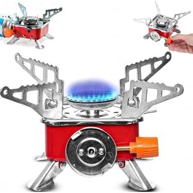 Imagem de Fogão a Gás Portátil para Camping Mini Fogão Dobrável para Acampamento, Pesca e Viagem | Fogareiro Portátil a Gás Leve e Compacto para Cozinhar ao Ar Livre