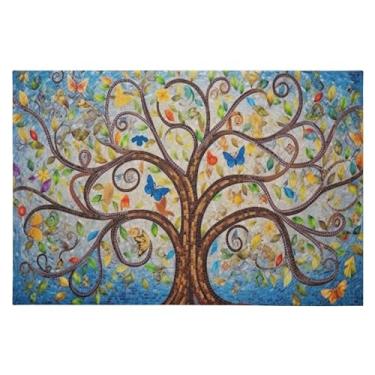 Imagem de Wassud Tapete de porta colorido de árvore 61 x 89 cm, tapete de área lavável antiderrapante com suporte de borracha, tapete macio e macio para sala de estar, quarto, entrada, entrada