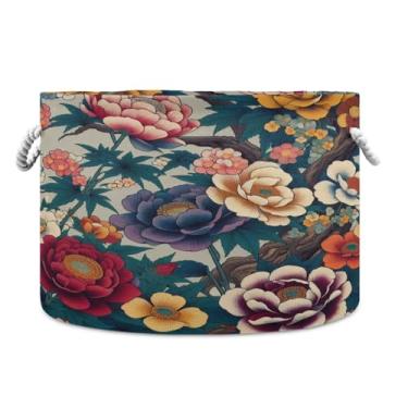 Imagem de WELLDAY Cesta de corda de algodão flores cesta de lavanderia para bebê para sala de estar, lavanderia, berçário, travesseiros, decoração de casa