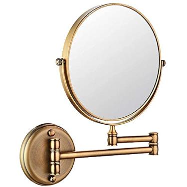 Imagem de Espelho de banheiro montado na parede espelho de maquiagem de 15 cm espelho giratório de dois lados para parede extensível dobrável banheiro barbear espelho de maquiagem cosmético