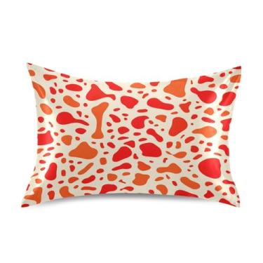 Imagem de Wassud Fronha de cetim em formato vermelho-laranja para cabelo e pele fronhas de seda lisa king size respiráveis com fecho de envelope