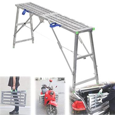 Imagem de Plataforma de trabalho de equipamento de andaime ajustável com carga máxima de 399 kg, escada dobrável portátil de alumínio para lavar veículos, limpar janelas, decoração, 140 cm