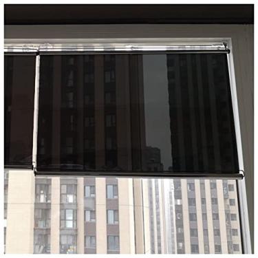 Imagem de uhyOHF Persiana de rolo refletiva com ventosas, preta - prata - persiana enrolável com isolamento térmico sem perfuração para quarto e escritório (multicolorido-73 x 150 cm/29 x 59 pol