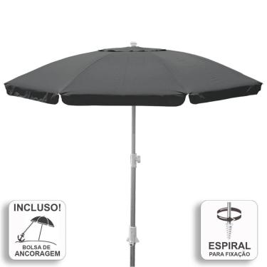 Imagem de Guarda-Sol Zaka Alumínio 2.5 metros Cinza Grande Reforçado com Espiral