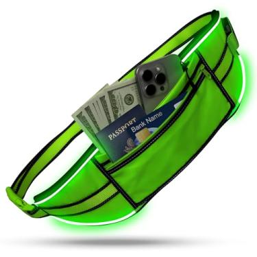 Imagem de Pochete de LED para homens e mulheres, pochete transversal com luz indicadora de bateria, cintura ajustável, cinto de corrida de LED para esportes, caminhadas, treino, viagens, transporte de todos os