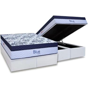 Imagem de Conjunto Box Baú Queen: Colchão Molas Paropas Ensacadas Blue + Base Crc Linhão White (158x198)