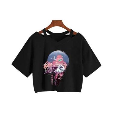 Imagem de Camiseta Feminina Demon Slayer Nezuko Kimetsu No Yaiba Cropped Tanjiro