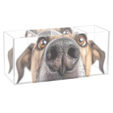 Imagem de TSENQUE Suporte de lápis de acrílico personalizado e divertido para nariz de cachorro, para mesa, caneta, pincel de maquiagem, porta-copos, organizador de escritório para mesa