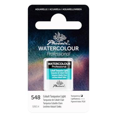 Imagem de PHOENIX Tinta Aquarela Profissional - Meia Forma Aquarela Única - Luz Turquesa Cobalto 548