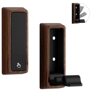 Imagem de Sqsyqz 2 ganchos de parede dobráveis, ganchos dobráveis para toalha de banheiro, ganchos para pendurar casacos, toalhas, roupas, chapéus, bolsas, chaves (nogueira + preto)