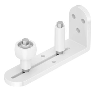 Imagem de Guia de piso de porta de celeiro deslizante, rolos ajustáveis, ferragens de porta de celeiro, rolos de porta de celeiro, design de fundo plano nivelado, design de borda arredondada (branco)