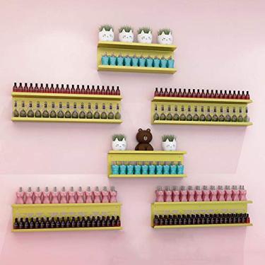 Imagem de Prateleiras de metal para armazenamento de esmaltes de parede, prateleira de esmalte de metal dourado e prateleiras de exibição de óleos essenciais/suporte de potes de especiarias de cozinha, bordas