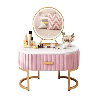 Imagem de Conjunto de penteadeira multifuncional mesa de maquiagem com luzes bay window conjunto de penteadeira para menina (cor: rosa tamanho: 60 * 40 cm)