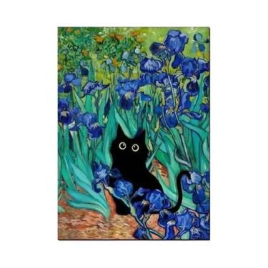 Imagem de Pintura Em Tela De Gato Preto De Claude Monet, Arte De Parede Para Sal