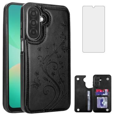 Imagem de Asuwish Capa para Samsung Galaxy A17 / A26 5G com protetor de tela de vidro temperado, capa carteira flip de couro com suporte para cartão, fecho magnético duplo, durável, à prova de choque, LTE 4G