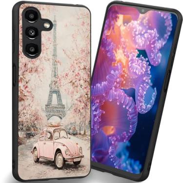 Imagem de RUUHLJLET Projetada para Samsung Galaxy A17 5G de 6,7 polegadas, a capa fosca macia oferece proteção total (Torre Eiffel em flor de cerejeira de Paris)