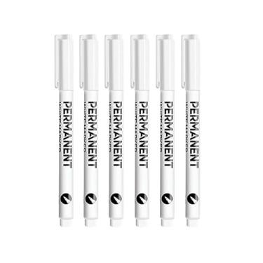 Imagem de XMKT 1/3/6 peças canetas marcadoras brancas caneta de tinta acrílica para pneu de vidro cerâmico de rocha, tela de metal, pintura à prova d'água, marcador branco (6 peças)