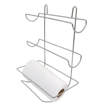 Imagem de Porta Papel Toalha Triplo Alumínio Plástico Filme Rolo Suporte de Meta
