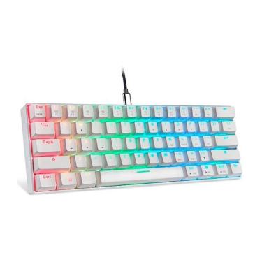 Imagem de Teclado Gamer Motospeed, RGB, USB-C, Switch Red, Anti-Ghosting, ABNT2, Branco - CK61-Unissex