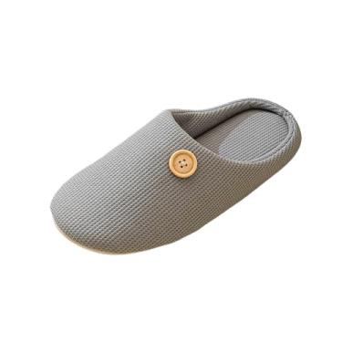 Imagem de Chinelos femininos de cor sólida com bico redondo e salto fechado para uso casual, Cinza, 36