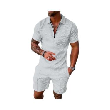 Imagem de Conjunto De Camiseta E Shorts Masculinos Pretos, T-Shirt Esportiva De 