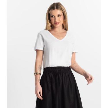 Imagem de Blusa Básica Feminina Meia Malha Rovitex Branco, P, Branco
