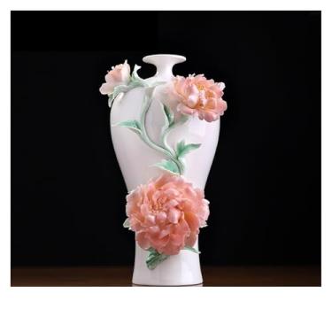 Imagem de URGDWEKJY Vaso novo estilo chinês vaso de cerâmica ornamentos casa sala de estar decoração armário vinho vasos de flores