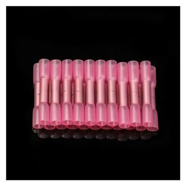 Imagem de Conector elétrico de extremidade termorretrátil vermelho 22-18 AWG cabo de emenda de fio terminais de crimpagem com junta termorretrátil (100 peças)