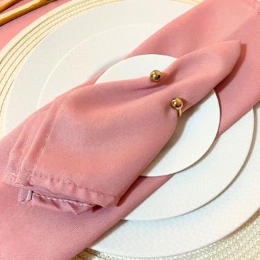 Imagem de Kit 06 Guardanapo Tecido Oxford Rosê Mesa Posta Casamento 35x35 Com acabamento Embainhado