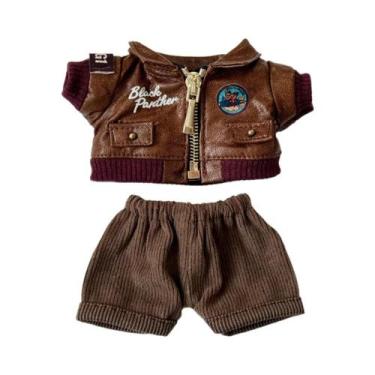 Imagem de Jaqueta Retro Marrom Para Boneca Labubu De 15 a 17cm, Roupa Da Moda, P