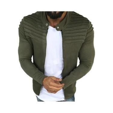 Imagem de Jaqueta Masculina Slim Fit Com Zíper E Manga Longa, Casaco Casual De O