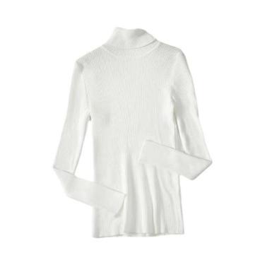 Imagem de Suéter Feminino De Gola Alta Preto, Moda De Inverno, Tricô Elástico, T