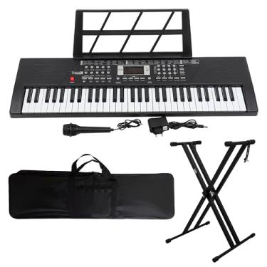 Imagem de Kit Teclado Musical 61 Teclas Estudante Iniciante Rhythmic 20 + Capa e Suporte em X