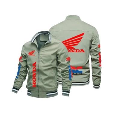 Imagem de Jaqueta Bomber Masculina Para Motociclistas Honda Moto 2025 Com Estamp