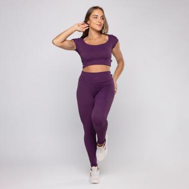 Imagem de Conjunto Legging Fitness Feminina + Cropped Poliamida Bojo-Feminino