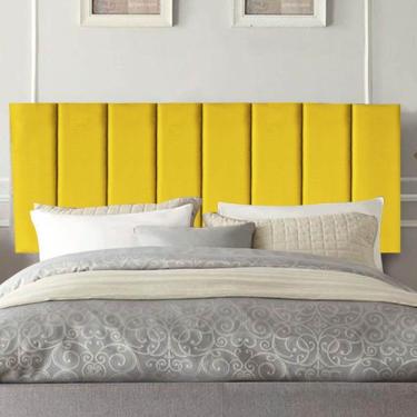 Imagem de Painel Estofada Carla 100cm Solteiro Para Cama Box Quarto Corino Amarelo