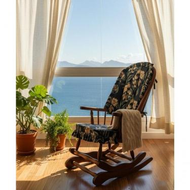 Imagem de Cadeira De Balanço Florescer Azul 1,18/40 X 64 X 50 - Madeira Maciça - Móveis De Gramado - Castanho