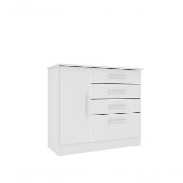 Imagem de Cômoda Chicago 4 Gavetas 1 Portas Tcil Neve