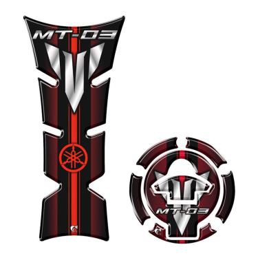 Imagem de Kit Adesivo Protetor Tanque E Bocal Moto Yamaha Mt-03 Vermelho Vermelho