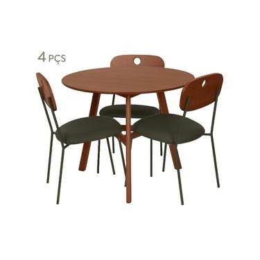 Imagem de Conjunto de Mesa Mira e 3 Cadeiras Mira  Verde Marrom